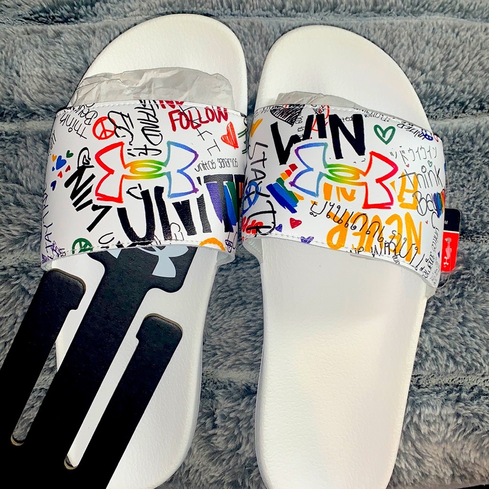 Unisex “PRIDE” Under Armour slides 🌈🏳️‍🌈